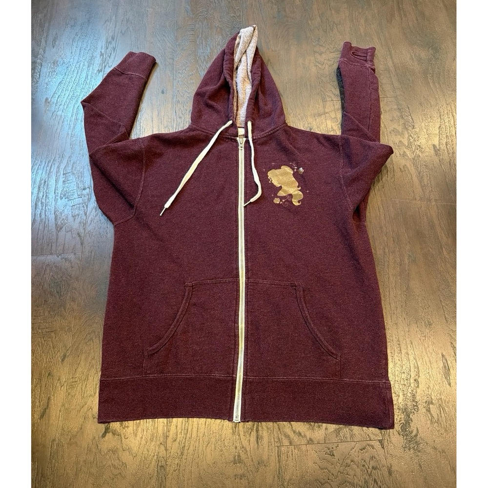 Rare Disney Parks Beauty and the Beast Belle and Rose Burgundy Zip Hoodie